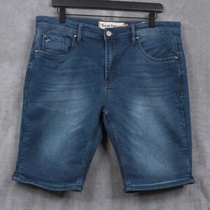 TAILOR‎ VINTAGE Knit Denim Jean Shorts 10" Stretch Dark Indigo Mens Sz 34